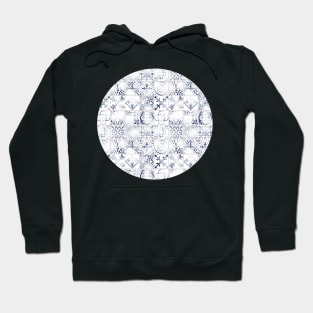 Indigo Moroccan Pattern (Decorative Border) Hoodie